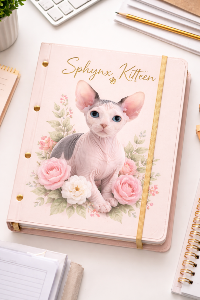 Preparing Your Home: A Checklist for New Sphynx Owners an organized folder for veterinary records and a checklist for new sphynx owners preparing for a new arrival.
