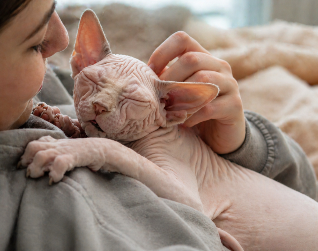 Sphynx Cat Temperament: Is the Hairless Lifestyle Right for You? affectionate sphynx cat temperament showing a