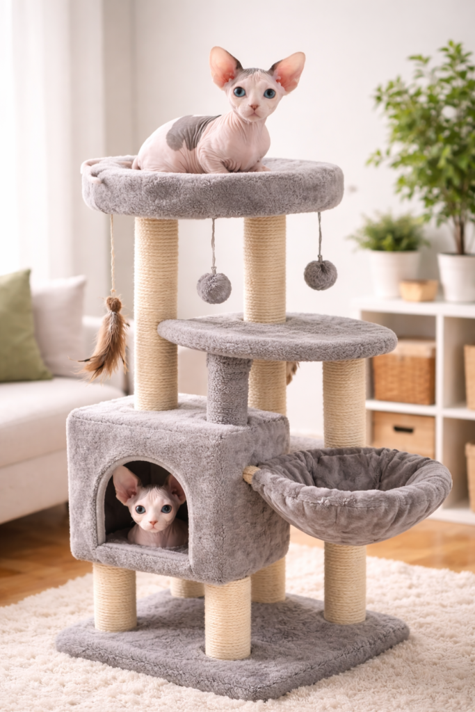 Sphynx Cat Temperament: Is the Hairless Lifestyle Right for You? playful and high energy sphynx cat temperament during interactive playtime.